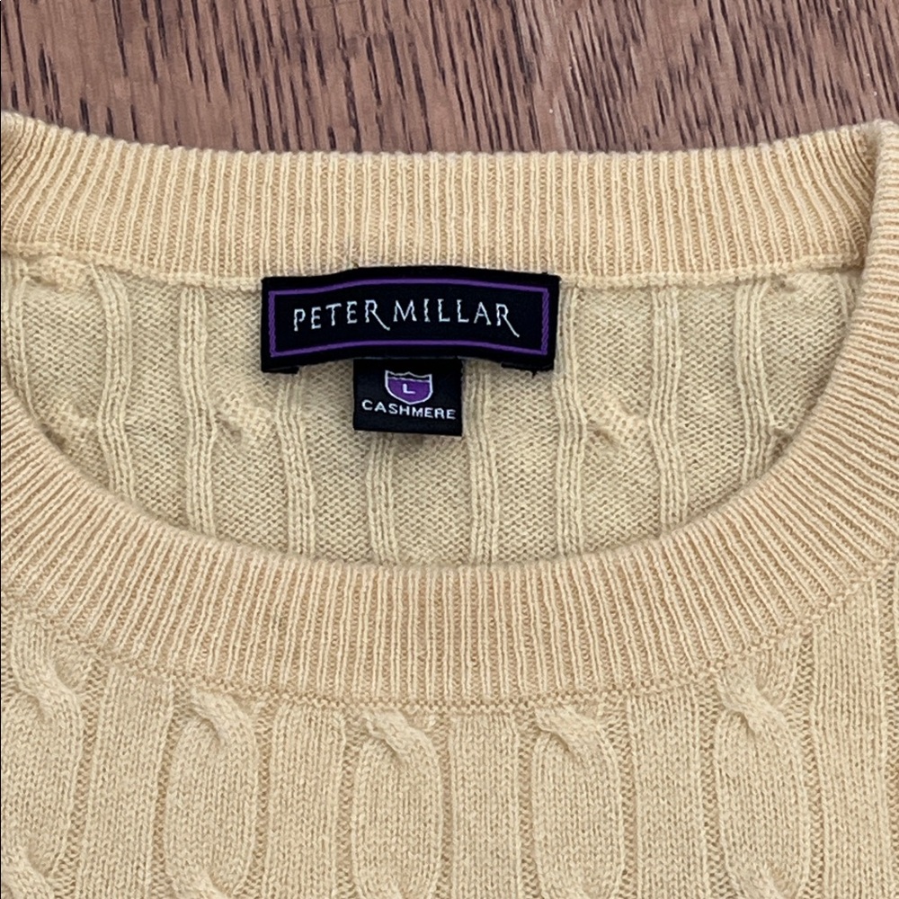 Peter Millar Cashmere Yellow Crewneck Sweater Mens L